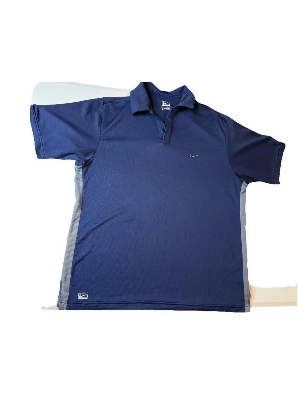 Nike Polo Shirt Mens Large Blue Short Sleeve Performance Golf Casual Tennis